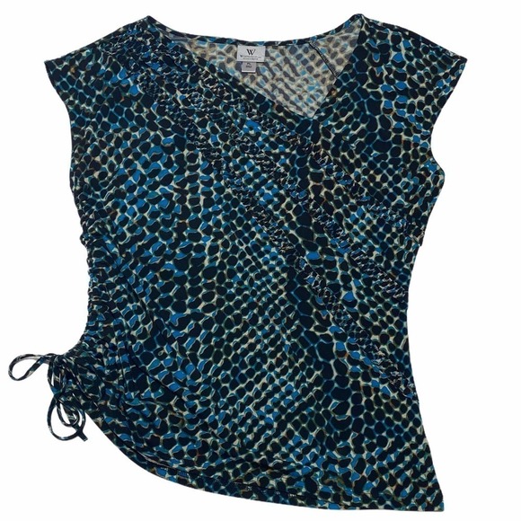 WORTHINGTON Ruffled Cinched Snake Print Blouse PL - Picture 6 of 10